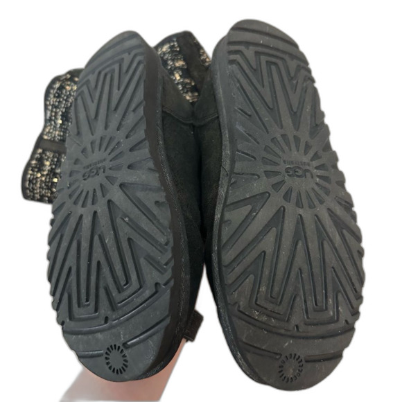 UGG Australia Black And White Camaya Knit Sequin Embellished Suede Boots Size 8 - Picture 7 of 15